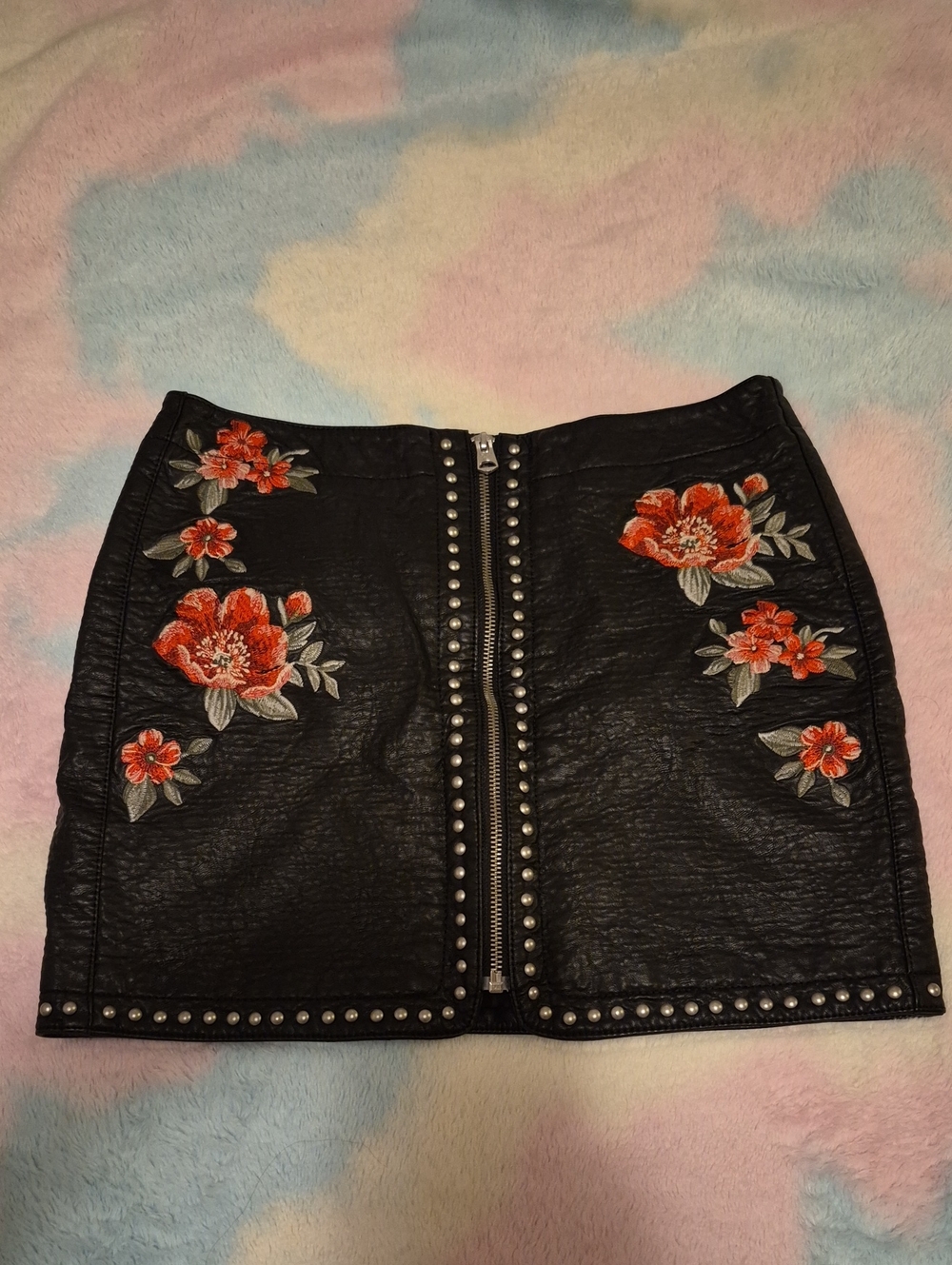 American Eagle Outfitters Floral Studded Black Skirt